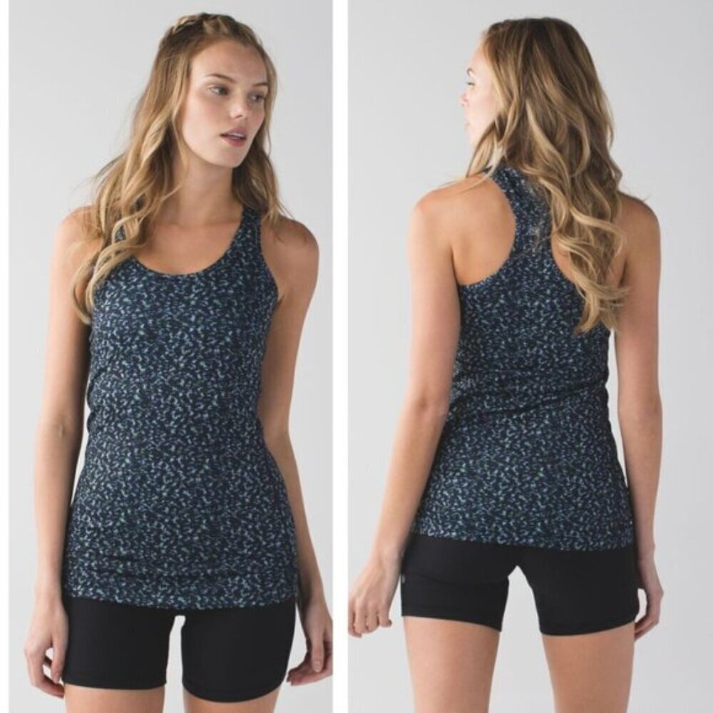 Lululemon Cool Racerback Digi Pixie Caspian Blue Black Womens Size 4